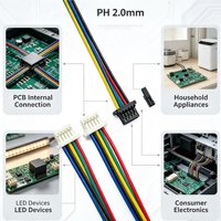 Conector Macho-Hembra de la Serie PH de 2.0 mm Personalizado y Cable de Alambre Multiconector Codificado por Colores para PCB y Módulos de Control Electrónico