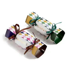 定制新设计糖果形状糖果礼品盒带丝带豪华婚礼糖果巧克力零食包装纸盒