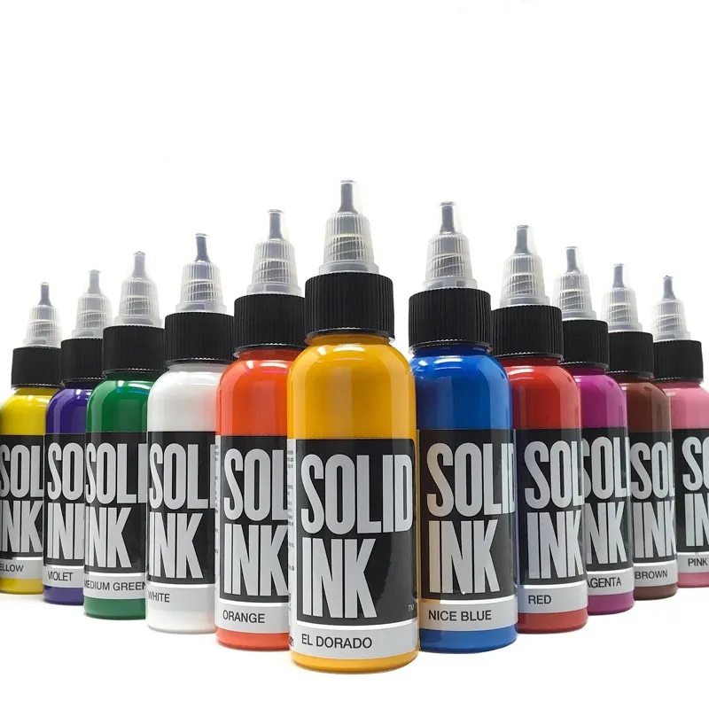 Solidink หมึกสักนำเข้าขวดสีทองอุปกรณ์สักสำหรับสักร่างกาย