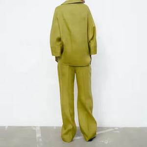 Set da donna primavera estate due pezzi pantaloni larghi in <span class=keywords><strong>lino</strong></span> ricamato floreale <span class=keywords><strong>con</strong></span> Cardigan <span class=keywords><strong>camicia</strong></span> Casual da donna - Product Image 3