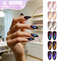 Miss Gooey Vernis à ongles gel magnétique œil de chat professionnel pour salon de manucure, sans TPO ni Hema, 6 couleurs, vernis à ongles gel UV écologique, usine