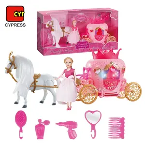 Brinquedo joet enfant, bateria operado, princesa, transporte, boneca, cavalo, transporte, brinquedos com som e luz