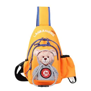 Hot selling cute bear leisure chest Fashion Adjustable Shoulder Strap canvas Unisex Mini Chest children kids Bag