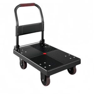 Chariot à plateforme en acier robuste de 880 lb, grande capacité de charge, chariot pliable avec roues solides, frein à verrouillage total, chariot à plateau plat - Product Image 1