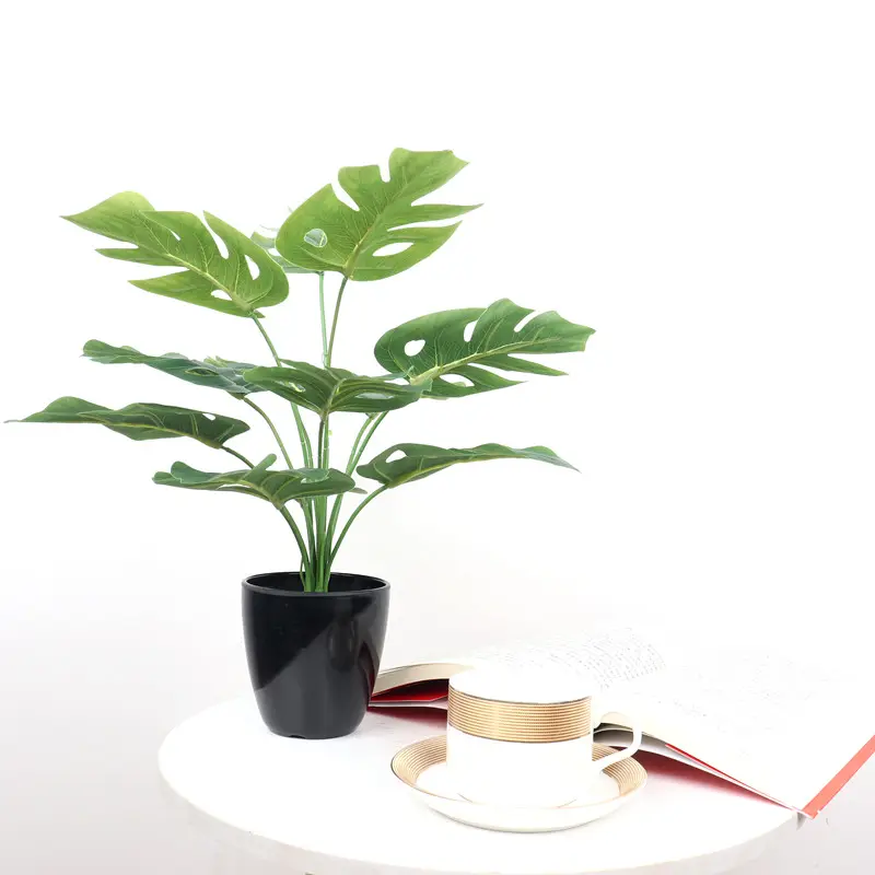 Садовое ландшафтное растение бонсай, искусственное вечнозеленое Горшечное дерево монстеры для украшения
