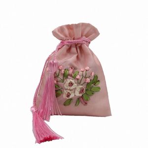 Sacs en coton à cordon de serrage, broderie en coton à cordon de serrage - Product Image 6