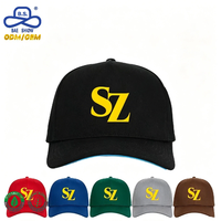 Custom SZ Letter Print Zwarte Structuur Baseball Cap met Blauwe Onderzijde Casual 6 Panel Sportpet voor Casual Wear