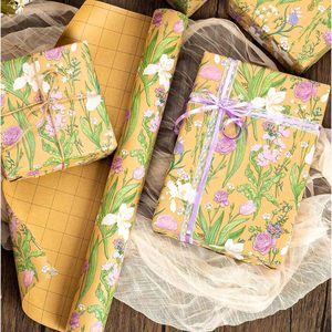 Maypluss Kraft Floral Wrapping <b>Paper</b> <b>Roll</b> 17Inch x 33Feet Forest Garden Flower Gift <b>Wrap</b> Purple Pink Green Boho Style - Product Image 5