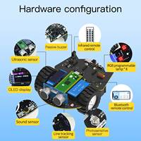 Robot de Control Remoto Educativo STEM en Oferta, Kit de Aprendizaje de Codificación, Excluye Raspberry Pi Pico 2, con Batería