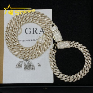 Mosaico con passaggio di diamanti Tester gioielli Hip Hop 12mm 925 in argento Sterling collana da uomo ghiacciata con catena a maglie cubane Moissanite - Product Image 1
