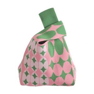 Sac à main en polyester imperméable fait main style campagnard, mini sac à main à nœud pour le poignet, sac fourre-tout mignon et coloré avec fermeture éclair - Product Image 2