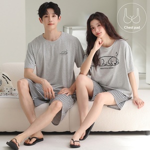 <span class=keywords><strong>Pigiama</strong></span> Unisex Sweethoney in Lyocell e Cotone, Traspirante, Casual, Estivo, a Maniche Corte e <span class=keywords><strong>Pantaloncini</strong></span>, Taglie Grandi, Stile Semplice - Product Image 3