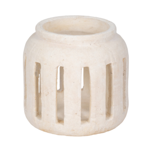 Lanterne décorative ronde, porte-bougie hurricane avec design à lattes ouvertes, support de bougie pilier contemporain - Product Image 3