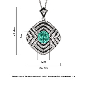 Retro Design Rose Cut Cubic Zirconia Jewelry Eco-friendly Copper Black Enamel Geometric Locket Necklace for Women Daily Wear - Product Image 2