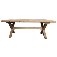 Table à manger en bois rétro, meuble de salon de ferme antique, pieds croisés, table à manger en bois, nouvelle collection, prix d'usine