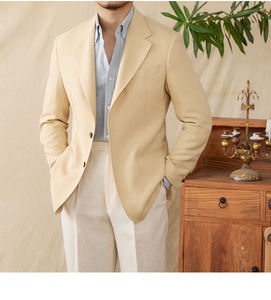 Giacca estiva retrò piccolo abito sottile Versatile Casual pendolarismo lino misto traspirante <span class=keywords><strong>3XL</strong></span> completo <span class=keywords><strong>uomo</strong></span> - Product Image 5