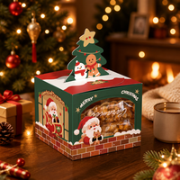 Boîtes cadeaux de Noël, boîtes à pâtisserie, boîtes à biscuits croquants flocon de neige, boîtes à nougat, boîtes à toffee avec fenêtre, en carton blanc, à transporter à la main