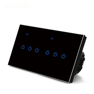 Interruptor de luz inalámbrico de cristal, pulsador táctil inteligente de pared con Wifi y aplicación Tuya