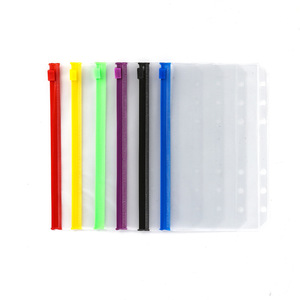 สมุดโน๊ตยึดจับ6รูแผ่น PVC สีใหม่ภายในมีซิป A6เครื่องเขียน - Product Image 1
