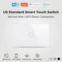 Interrupteur tactile intelligent WiFi 2,4 GHz à connexion directe, fil neutre US, pas de passerelle requise, contrôle vocal de l'éclairage via l'application Tuya
