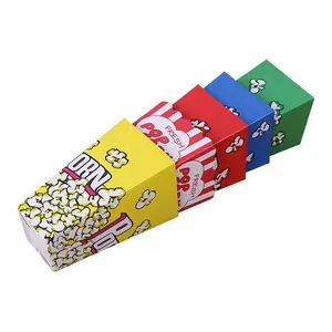 Biodegradable Food Grade Custom Made Novelty Popcorn Buckets White Paper Packaging Box Square Bottom Popcorn Paper Bucket