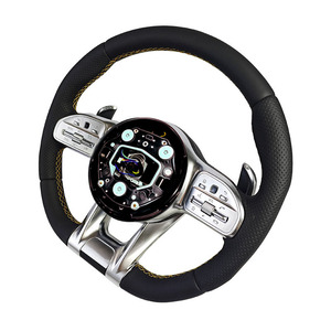 Volante modificado con línea amarilla de cuero Napa para <span class=keywords><strong>Mercedes</strong></span> Benz C GLC E S CLS <span class=keywords><strong>AMG</strong></span> ZC-809-P79-F - Product Image 5
