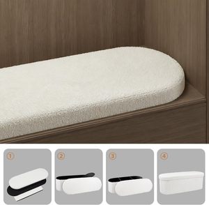 Chengjun 110*38*38cm Ottoman <span class=keywords><strong>de</strong></span> lit ovale en polaire Teddy, chaud pour l'hiver, grand <span class=keywords><strong>coffre</strong></span> <span class=keywords><strong>de</strong></span> <span class=keywords><strong>rangement</strong></span> pliable avec <span class=keywords><strong>banc</strong></span> et tabourets - Product Image 3