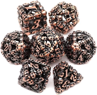 Kit de dés de jeu de rôle gothique squelette DND, dés en métal creux à crâne complet pour jeux de rôle