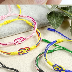 Pulseras de Nudos de la Suerte Ajustables Hechas a Mano, Colores de la Bandera de México, Pulsera de Hilo Tibetano - Product Image 3