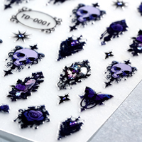 5D Soft Gel Nail Decal Style Gothique Foncé avec Bone Flower Snake Design Autocollants et décalcomanies élégants