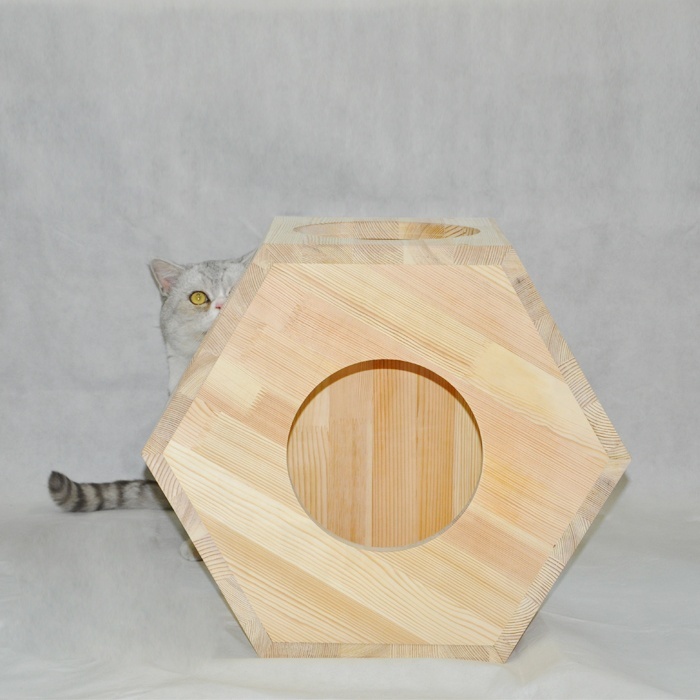 Usine directement moderne chat grotte maison de lit pin bois chat mur lit étagères meubles pour animaux de compagnie en bois