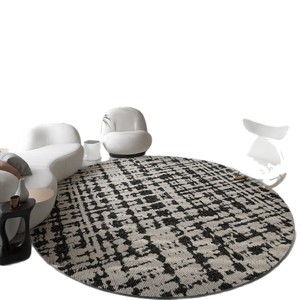 Modern Round Area Rug Minimalist Lines Washable Living Room Study Floor Mat <b>Crystal</b> Velvet Spring 2026 - Product Image 5