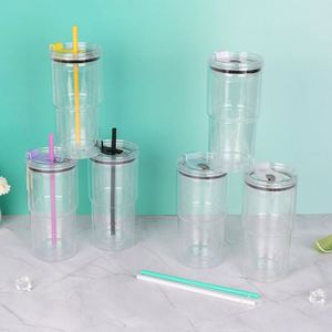 Gobelet isotherme en plastique à double paroi de 20 oz avec couvercle et paille, faible MOQ, pour les startups, les cafés et les petites entreprises - Product Image 3