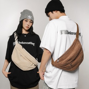 กระเป๋าผ้าลูกฟูกขนาดใหญ่สำหรับผู้หญิง, กระเป๋าแมสเซ็นเจอร์สะพายไหล่เดี่ยวมีซิปกระเป๋าโท้ทผ้าคอตตอนดีไซน์สะพายข้าง - Product Image 4