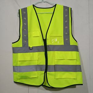 Phản quang Khả năng hiển thị cao màu vàng vôi cảnh báo tín hiệu LED Vest Dệt Kim Class 2 sạc nhấp nháy an toàn vest với LED - Product Image 3