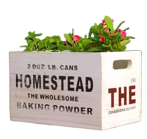 Wholesale rectangular antique white wooden storage crate record crate bottle carrying crates