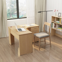 Bureau de maison en bois de chêne massif avec bibliothèque en forme de L, étagère de coin d'ordinateur, Table pour meubles de salle d'étude
