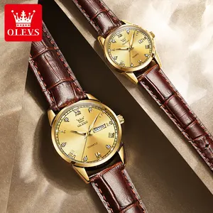 OLEVS 6986 중국 공장 사용자 정의 로고 석영 시계 커플 패션 석영 손목 시계 저렴한 가격 낮은 Moq 시계 손 시계