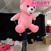 Marionnette ours en peluche rose pour la décoration des centres commerciaux et des parcs d'attractions, costume d'ours de dessin animé ambulant pour les défilés