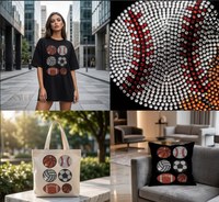 Strass thermocollants personnalisés en petites quantités, motifs de balles de sport mélangées, pour vêtements, chapeaux et accessoires de confection DIY