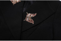 Ensemble de costume élégant avec détails perlés et ceinture ajustable, personnalisable avec logo, pour femme, idéal pour les occasions formelles printemps-automne