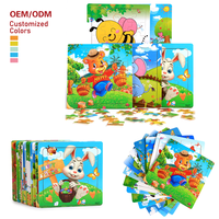 Jeu de puzzle en bois 3D avec 16 pièces représentant des animaux de dessin animé, jeu de société éducatif précoce Montessori, jouets en bois pour enfants, garçons et filles