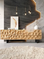 Buffet en chêne texturé 3D de style nordique contemporain avec tiroirs de rangement pour la décoration intérieure