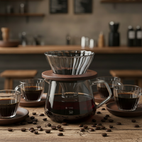 Ensemble de cafetière en verre pour café filtre, avec filtre, pot de service et carafe résistante à la chaleur, personnalisable avec logo, vente en gros
