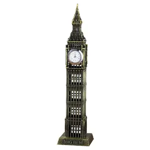 Famous Architecture London Landmark Metal Figurine Big Ben Clock Tower Building Model Decor