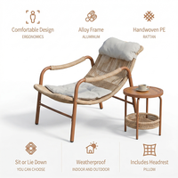 Chaise longue d'extérieur en rotin Meiqi, chaise inclinable réglable, chaise de relaxation pour patio, jardin, balcon, avec dossier pour une utilisation en extérieur