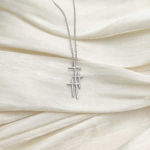 316 L Acero inoxidable Fiel Luz Tres Cruz Collar <span class=keywords><strong>Esperanza</strong></span> en Cristo Tres Cruz Joyería Delicado Collar diseñado - Product Image 2