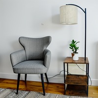 Lampe de sol en fer télécommandée transfrontalière avec étagère de rangement et bibliothèque, rechargeable USB Type-C pour lumière LED à CRI élevé 90