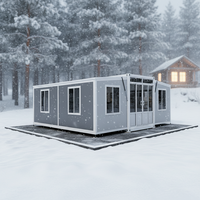 Casa Contenedor Prefabricada Móvil Plegable de Doble Ala Rectangular con Panel de Actividades, Caja Expandible Habitable Exportable