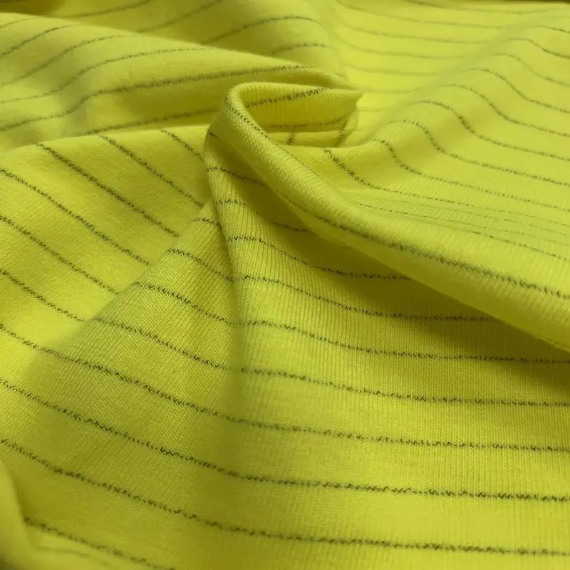 96% coton4 % condutora fibra de carbono, 0.5cm/0.8cm listras anti-estática esd malha único tecido de algodão para camiseta macacão
